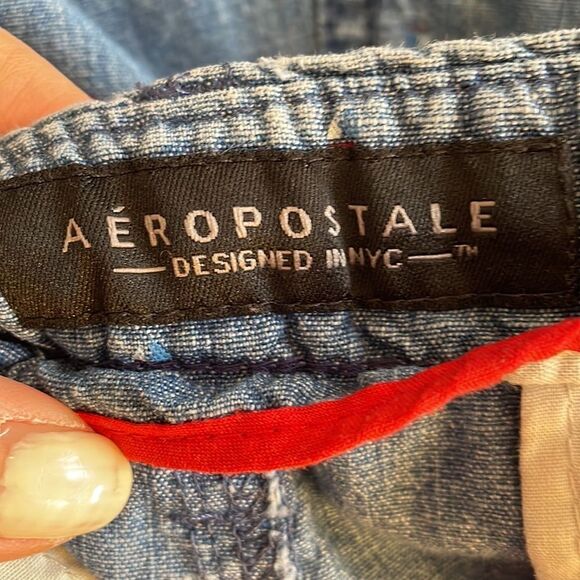 Aeropostale blue denim chambray flat front shorts with tiny sailboat print - Picture 6 of 9